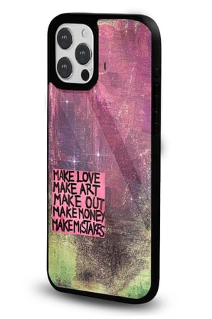 iPhone 14 Pro Max Uyumlu Desenli Parlak Tasarım Telefon Kılıfı - Make Love Make Art