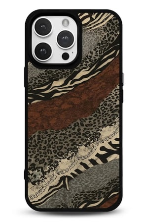 iPhone 15 Uyumlu Desenli Parlak Tasarım Telefon Kılıfı - Safari Deri Deseni
