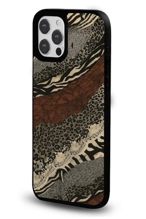 iPhone 15 Uyumlu Desenli Parlak Tasarım Telefon Kılıfı - Safari Deri Deseni