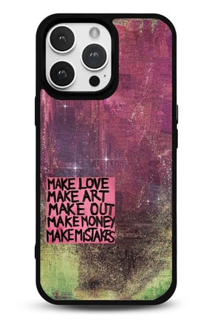 iPhone 15 Uyumlu Desenli Parlak Tasarım Telefon Kılıfı - Make Love Make Art