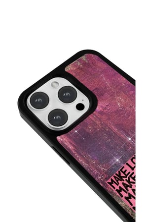 iPhone 15 Uyumlu Desenli Parlak Tasarım Telefon Kılıfı - Make Love Make Art