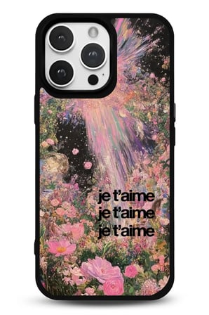 iPhone 15 Pro Uyumlu Desenli Parlak Tasarım Telefon Kılıfı - Je Taime Çiçek Bahçesi