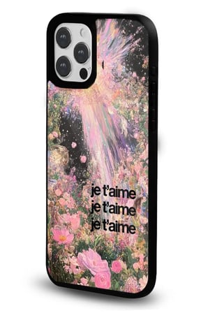 iPhone 15 Pro Uyumlu Desenli Parlak Tasarım Telefon Kılıfı - Je Taime Çiçek Bahçesi