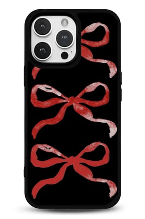 iPhone 15 Pro Uyumlu Desenli Parlak Tasarım Telefon Kılıfı - Kırmızı Fiyonklar