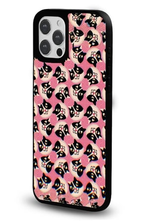 iPhone 15 Pro Max Uyumlu Desenli Parlak Tasarım Telefon Kılıfı - Pembe Kedi Deseni
