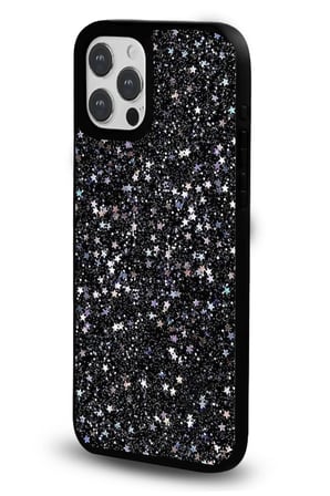 iPhone 16 Pro Max Uyumlu Desenli Parlak Tasarım Telefon Kılıfı - Simli Yıldız