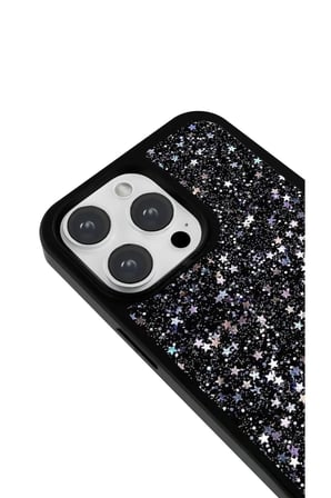 iPhone 16 Pro Max Uyumlu Desenli Parlak Tasarım Telefon Kılıfı - Simli Yıldız