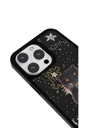 iPhone 17 Uyumlu Desenli Parlak Tasarım Telefon Kılıfı - Yıldızlı Panter