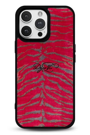iPhone 17 Pro Uyumlu Desenli Parlak Tasarım Telefon Kılıfı - Deja Vu Kırmızı Zebra