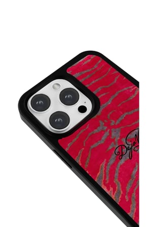 iPhone 17 Pro Uyumlu Desenli Parlak Tasarım Telefon Kılıfı - Deja Vu Kırmızı Zebra