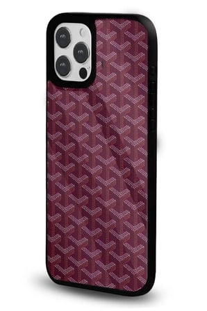iPhone 17 Pro Uyumlu Desenli Parlak Tasarım Telefon Kılıfı - Bordo Chevron Doku