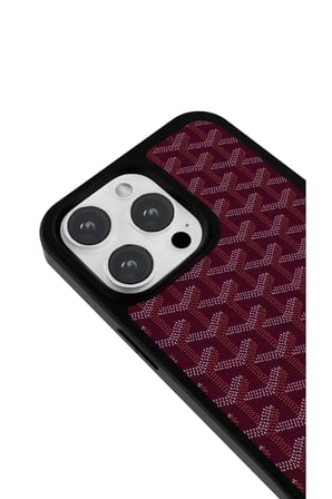 iPhone 17 Pro Uyumlu Desenli Parlak Tasarım Telefon Kılıfı - Bordo Chevron Doku