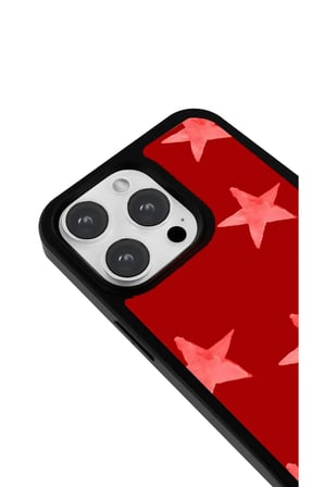 iPhone 17 Pro Max Uyumlu Desenli Parlak Tasarım Telefon Kılıfı - Kırmızı Yıldızlar
