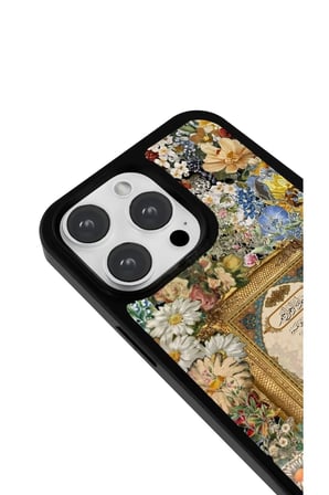 iPhone 17 Pro Max Uyumlu Desenli Parlak Tasarım Telefon Kılıfı - Ayetel Kürsi Çiçekli