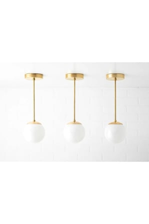 Gold Kaplama Cam 3 Adet Kartopu Modern Camlı Avize Metal Gövde