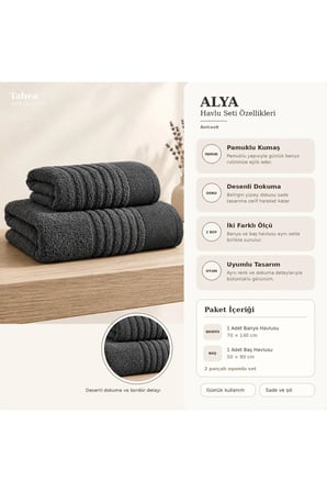Alya 2’li Banyo ve Baş Havlusu Seti | Pamuklu |