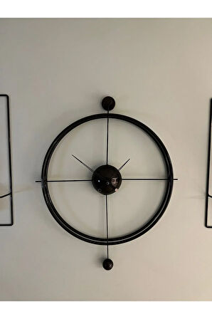 3'lü Set Siyah Versacem Time Elegante Set (60X80CM) , Modern Dekoratif Metal Duvar Saati