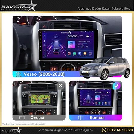Toyota Verso 2009-2018 Model 2+32GB Android 13 Kablosuz Carplay Navigasyon Multimedya Sistemi 