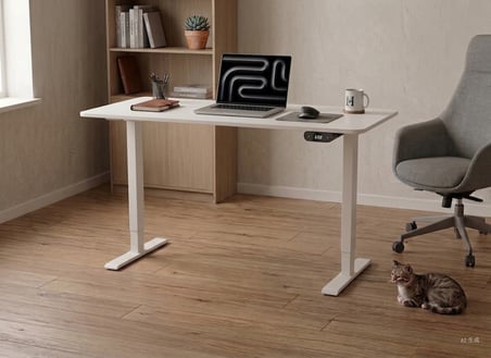 Çift Motorlu Elektrikli Yükseklik Ayarlı Masa İskeleti 70-120 cm, 125 kg Taşıma Kapasiteli – Tablası