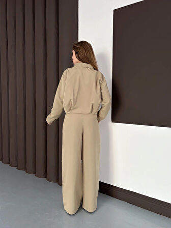 Trenç takım alt üst haki ons