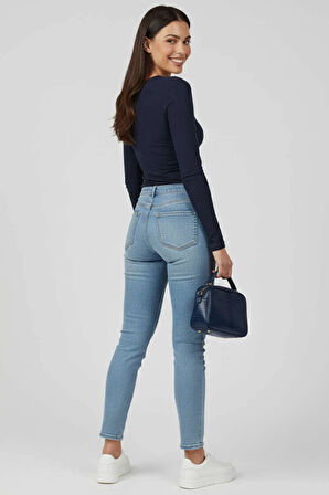 Yanı Büzgülü bluz Lacivert T4322