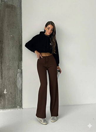 Fit comfort bej salaş pantolon kahve A6011