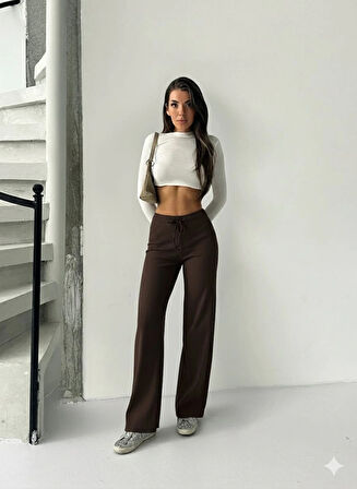 Fit comfort bej salaş pantolon kahve A6011