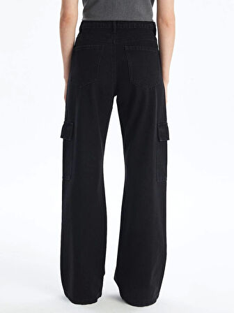 Kargo cep jeans pantolon siyah