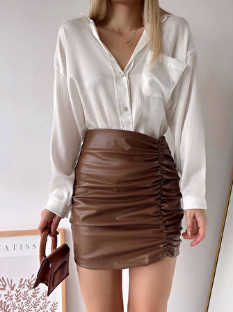 Önden büzgülü etek taba h24210