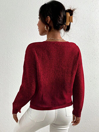 İncili çapraz kazak bordo