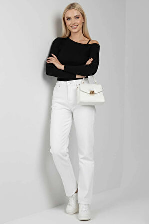 Tek Omuz İpli Bluz Siyah T4328