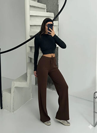 Fitilli şardonlu pantolon kahve a4058