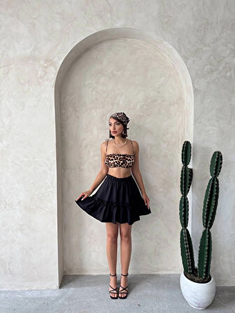 Çingene keten etek siyah s24808