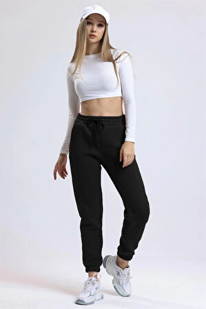 3 iplik şardonlu paça lastikli eşofman siyah is001