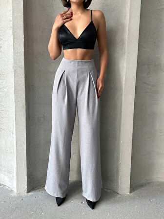 Pileli keten pantolon s255046