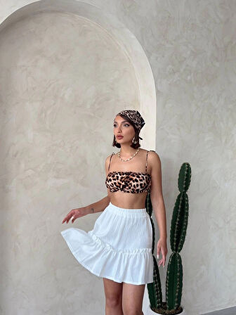 Çingene keten etek beyaz s24808