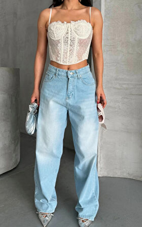 Baggy süper taş bıyık yıkama buz mavi d2007