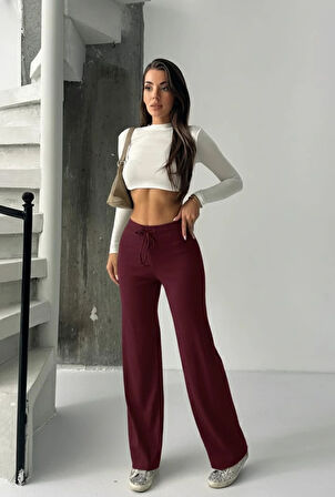 Fit comfort bej salaş pantolon bordo A6011