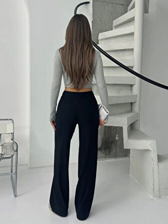 Fitilli şardonlu pantolon siyah a4058