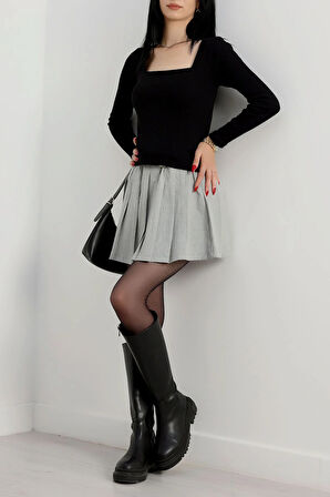 Çerçeve yaka kaşkorse bluz siyah