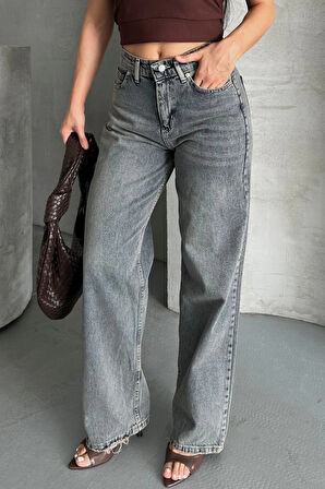 Palazzo bıyık kar yıkama buz mavi jeans pantolon d2008