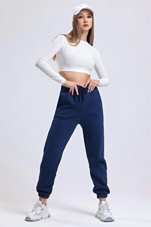 3 iplik şardonlu paça lastikli eşofman lacivert is001