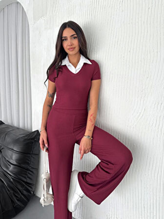 Ottoman kumaş beyaz gömlek yaka takım s4142