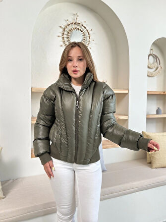 Puffer kısa mont haki st25534