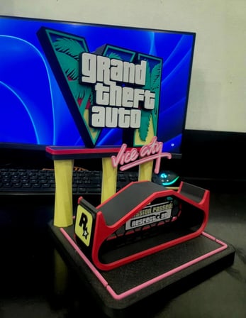 gta vi 6 vice city temalı ps5 kol ve kulaklık standıi