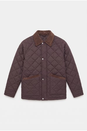 Retro Kadife Yaka Kapitone Ceket/Mont