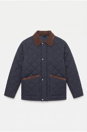 Retro Kadife Yaka Kapitone Ceket/Mont