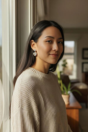 VividCharm Paslanmaz Çelik Kalpli Küpe