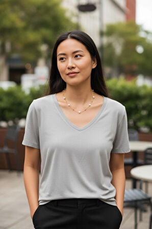 VividCharm İncili Çelik Kolye