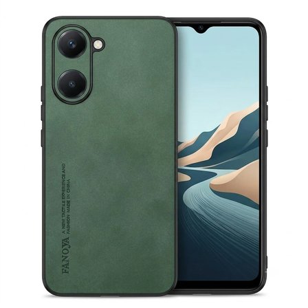 Vivo Y18 Uyumlu Kılıf Deri Görünümlü Şık Tasarım Hlt-Hide